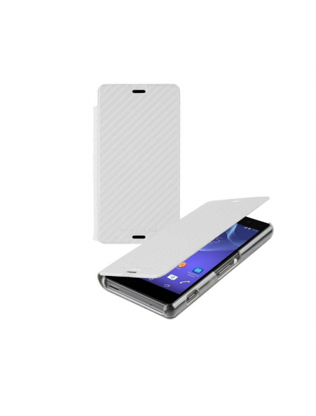 Funda libro Sony SMA5150CW Xperia Z3 Compact D5803 carbono blanc