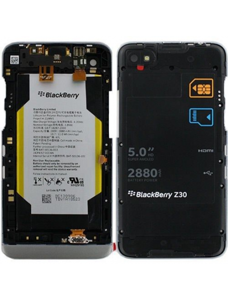 Carcasa trasera Blackberry Z30 negra