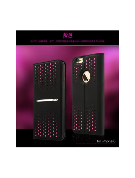 Funda Usams libro Groove Series iPhone 6 Plus negra/rosa