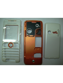 Carcasa Sony Ericsson W200 blanca - naranja