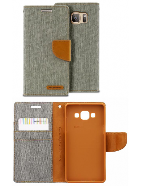 Funda libro Goospery Canvas Samsung Galaxy S7 G930 gris - cámel