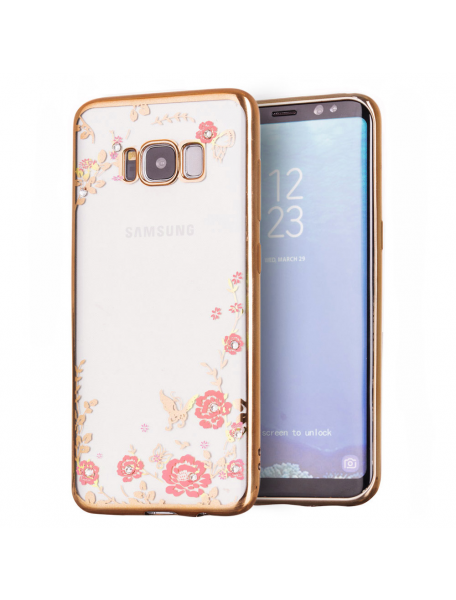 Funda TPU Bloomy Flower Samsung Galaxy S8 G955 Plus dorada