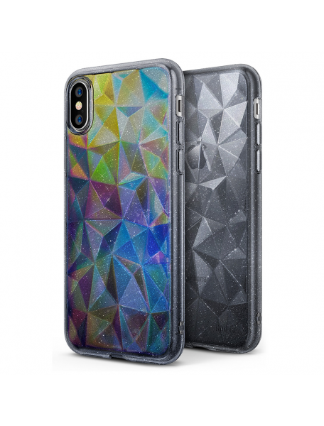 Funda TPU Ringke Air Prism 3D glitter iPhone X gris