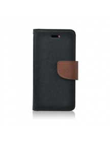 Funda libro TPU Fancy Huawei Honor 6A - 6A Pro negra - marrón