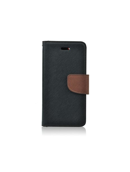 Funda libro TPU Fancy Huawei Honor 6A - 6A Pro negra - marrón