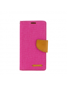 Funda libro Goospery Canvas Samsung Galaxy J4 2018 J400F rosa - camel