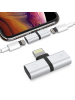 Adaptador de carga + audio Lightning iPhone 8 - 8 Plus - X - XR - XS - XS Max plata