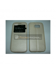 Funda libro TPU S-view imán Samsung Galaxy J5 J500 dorada