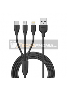 Cable USB 3 en 1 Lightninh - Type-C - Micro USB Remax Radiance RC-109th negro