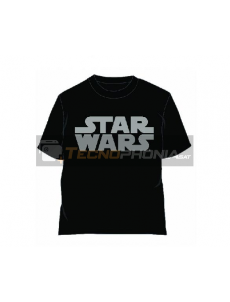 Camiseta Star Wars logo gris talla L