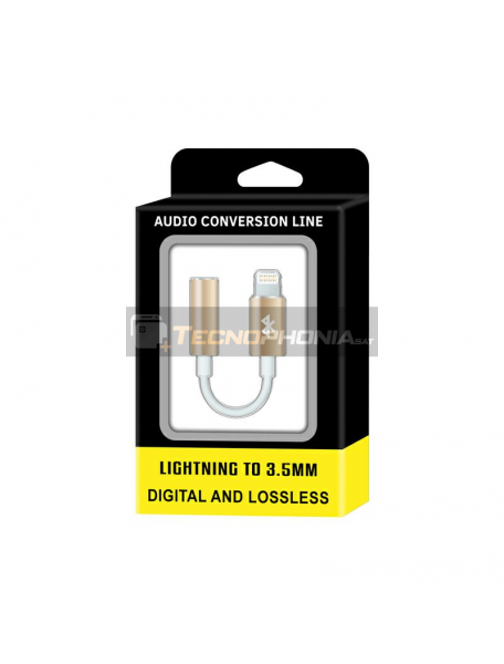 Adaptador de audio lightning iPhone 6 - 7 a mini jack 3.5 mm metálico dorado