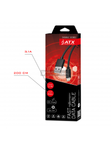 Cable USB iPhone Lightning ATX 200cm negro