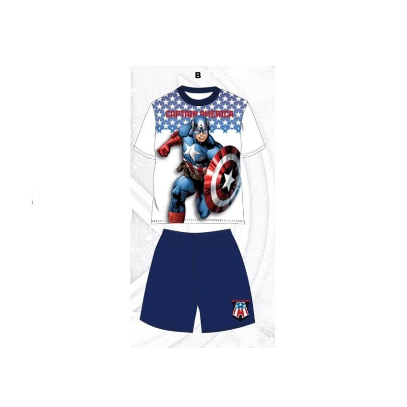 Pijama niño verano Capitán América blanco - azul 14 años