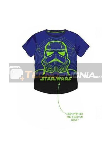 Camiseta niño manga corta Star Wars - Stormtrooper azul - negra 6 años