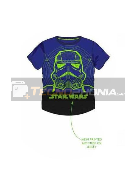 Camiseta niño manga corta Star Wars - Stormtrooper azul - negra 4 años