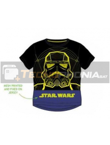 Camiseta niño manga corta Star Wars - Stormtrooper negra - azul 4 años