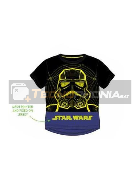 Camiseta niño manga corta Star Wars - Stormtrooper negra - azul 4 años