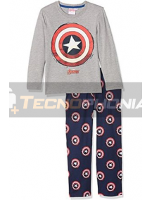 Pijama manga larga niño Capitán América gris - azul 8 años 128cm