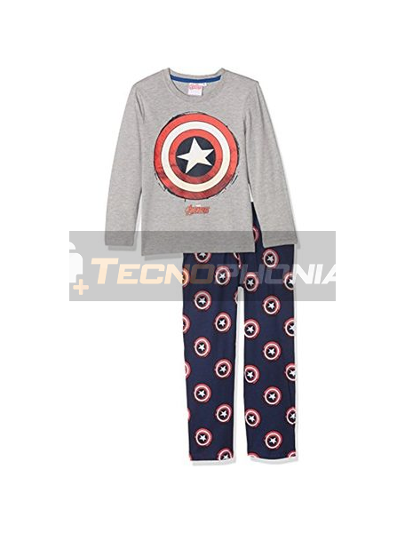 Pijama manga larga niño Capitán América gris - azul 8 años 128cm