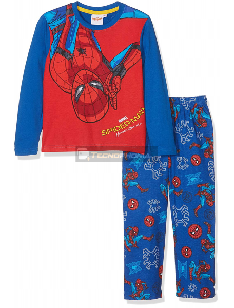 Pijama manga larga niño Spiderman azul estampado años 8 128cm
