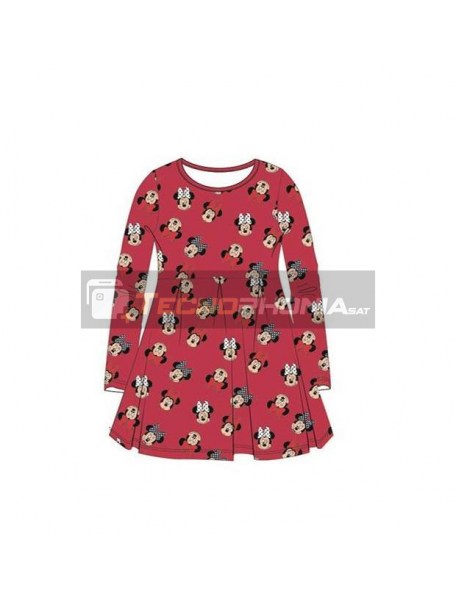 Vestido niña manga larga Minnie Mouse rojo 4 años