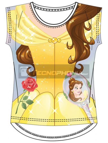 Camiseta algodon full print de Princesas - Bella y la Bestia Talla 4