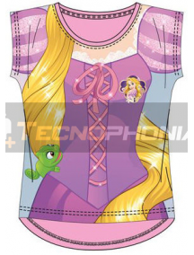 Camiseta algodon full print de Princesas - Rapunzel Talla 2