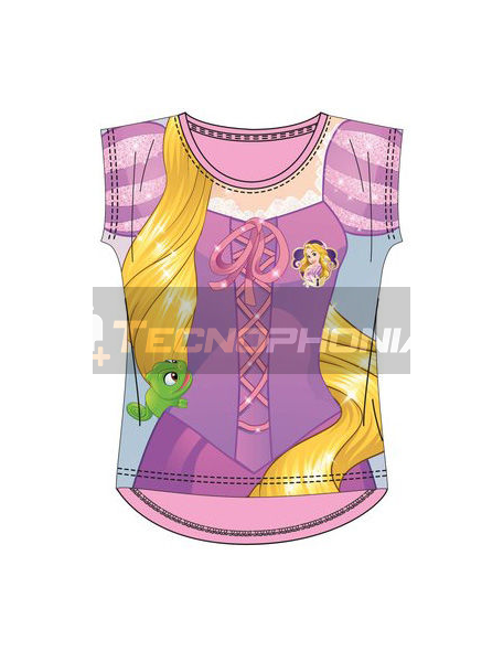 Camiseta algodon full print de Princesas - Rapunzel Talla 2