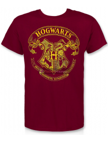 Camiseta adulto manga corta Harry Potter - Hogwarts burdeos Talla XXL