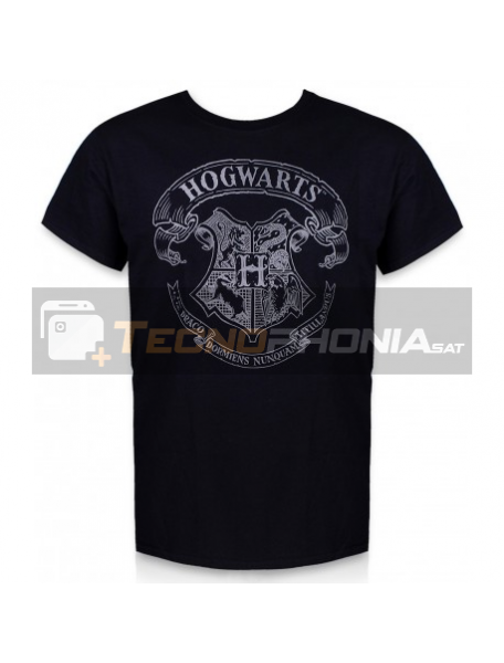 Camiseta adulto manga corta Harry Potter - Hogwarts negra Talla L