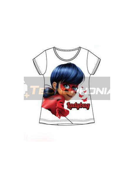 Camiseta niña manga corta Lady Bug blanca 5 años