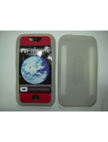 Funda silicona Apple iPhone blanca - roja