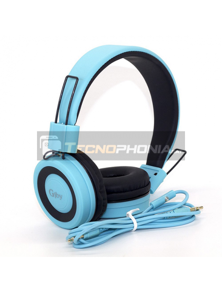 Auriculares con micrófono GJBY GJ-14 celeste