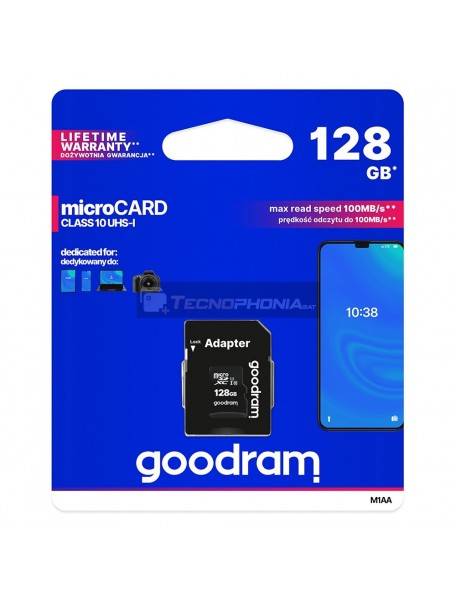 Tarjeta de memoria micro SD Goodram 128gb clase 10 UHS-I Clase 10 100MB/s con adaptador