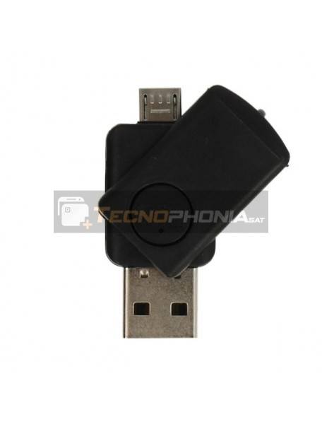 Lector de tarjetas CR08 Micro SD a USB y OTG micro USB negro