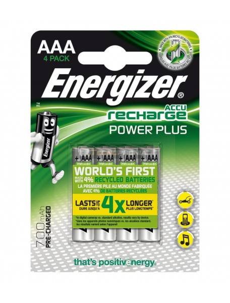 Pila recargable Energizer Power Plus HR03 700MAH AAA pack 4