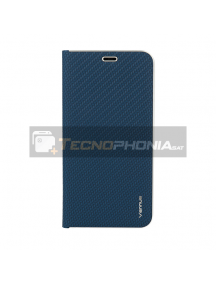 Funda libro Vennus Carbon iPhone 12 Mini azul marino