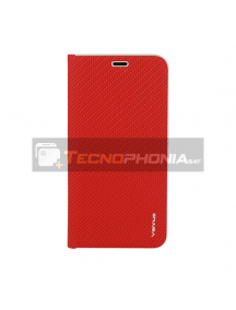 Funda libro Vennus Carbon iPhone 12 Pro Max roja