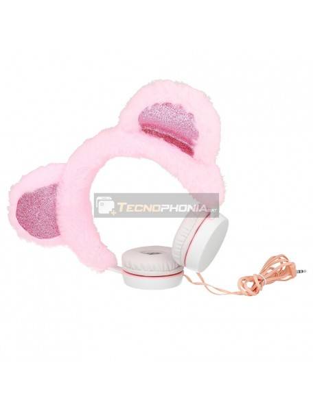 Auriculares infantiles GJBY Plush Bear rosa