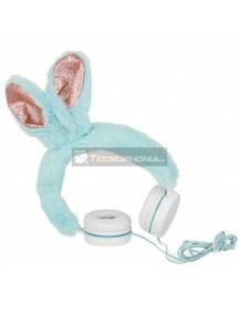 Auriculares infantiles GJBY Plush Rabbit celeste