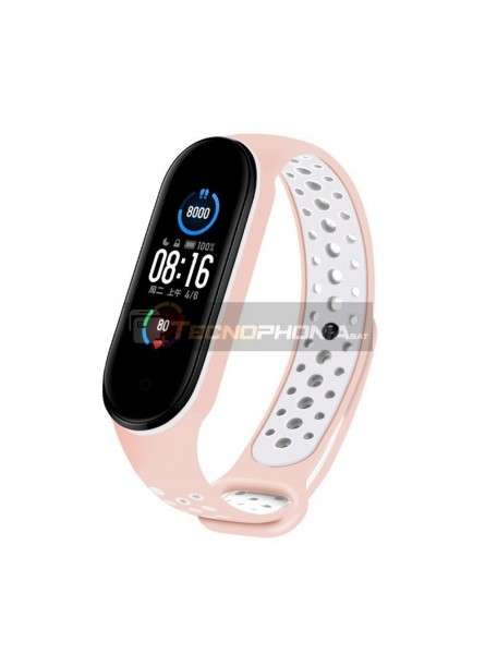 Correa Xiaomi Mi Band 4 - 5 - 6 rosa - blanca