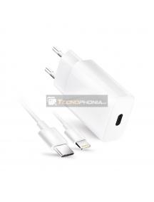 Cargador Forcell USB Tipo C y cable lightning 3A 20W con funcción de carga PD y QC 4.0
