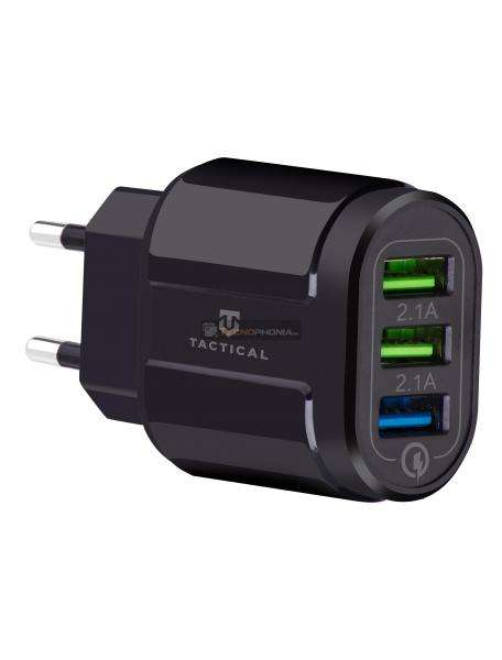 Cargador Tactical 13-222 3USB QC 3.0 3.4A negro