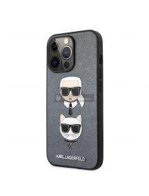 Funda TPU Karl Lagerfeld KLHCP13LSAKICKCSL Saffiano Karl and Choupette Heads iPhone 13 Pro