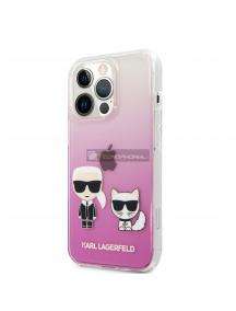 Funda TPU Karl Lagerfeld KLHCP13LCKTRP Ikonik Karl and Choupette iPhone 13 Pro rosa