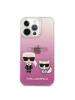 Funda TPU Karl Lagerfeld KLHCP13LCKTRP Ikonik Karl and Choupette iPhone 13 Pro rosa