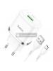 Cargador HOCO N3 3A carga rápida QC3.0 + Cable micro USB 1m blanco