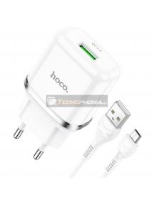Cargador HOCO N3 3A carga rápida QC3.0 + Cable micro USB 1m blanco