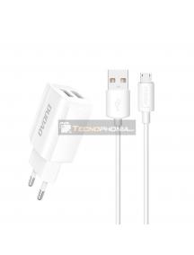 Cargador Dudao 2x USB 5V - 2.4A + Cable micro USB 1m