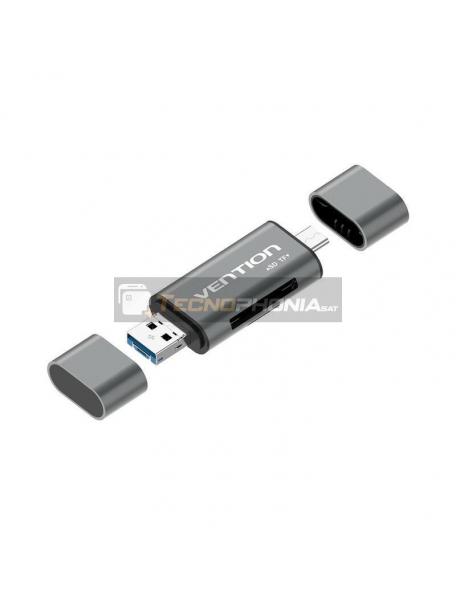 Lector de tarjetas de memoria Vention CCHH0 Usb 3.0 y Type C